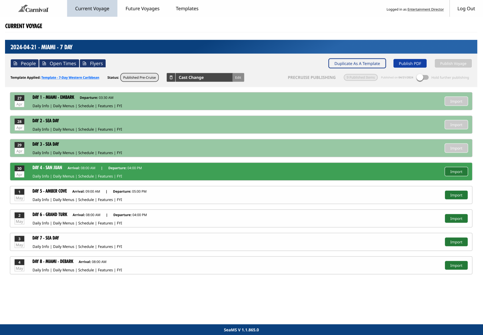 voyages SeaMS dashboard
